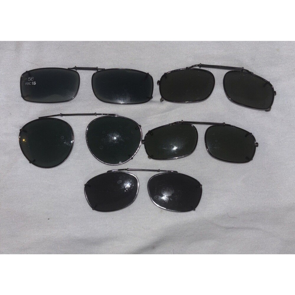 Lot Of 5 Vintage Clip On Wire Frames Sunglasses Clip-On Beach Outdoor Sports